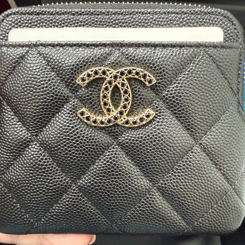 Chanel 黑鑽Logo吐司零錢包-4