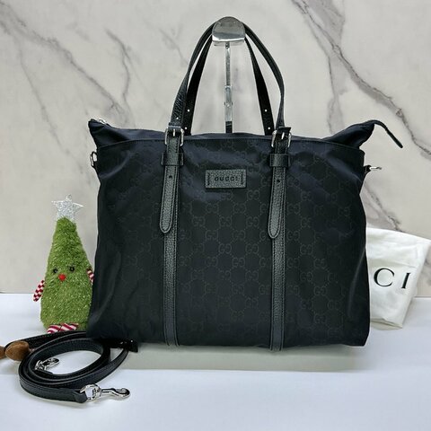 GUCCI 尼龍雙G老花托特包