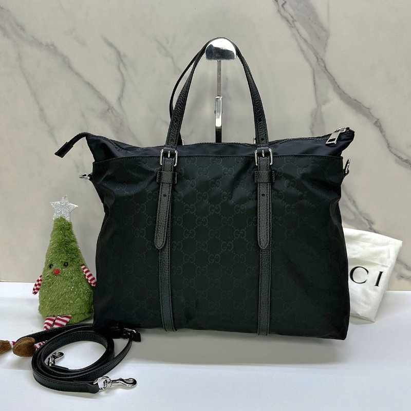 GUCCI 尼龍雙G老花托特包-1