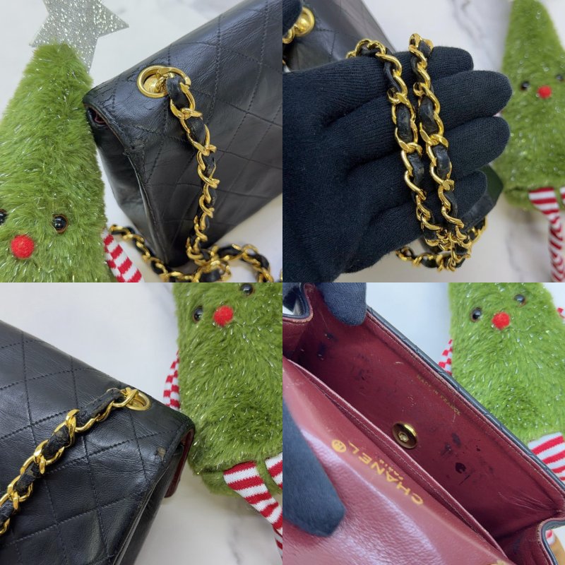 CHANEL vintage迷你圓扣菱格方胖鏈帶包-6