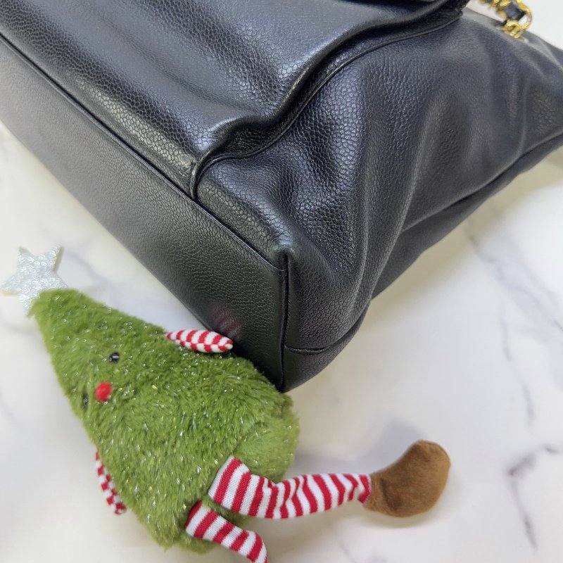 CHANEL Vintage黑金荔枝皮肩背包-7