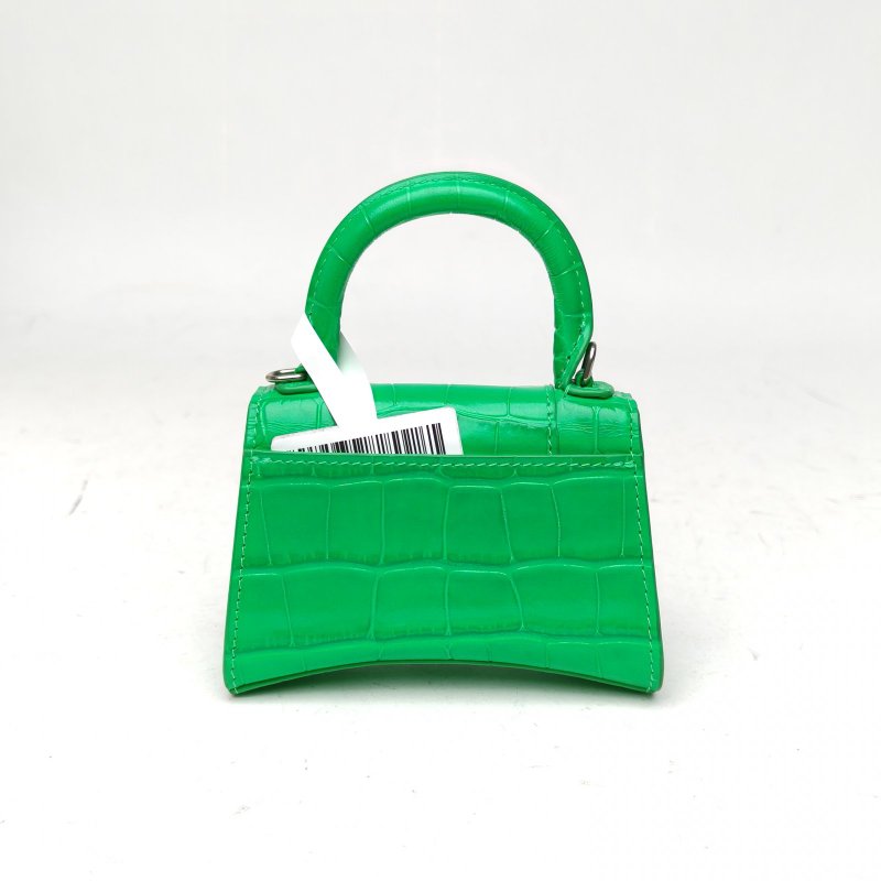 BALENCIAGA Hourglass沙漏超Mini鱷魚壓紋綠色牛皮肩背包-2