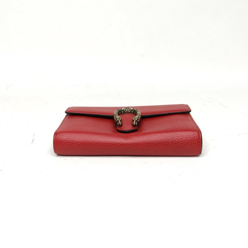 GUCCI Dionysus酒神Woc紅色牛皮鑽扣肩背包-4