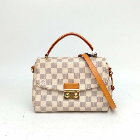 LOUIS VUITTON Croisette手柄郵差包白棋格PVC金扣2016肩背包