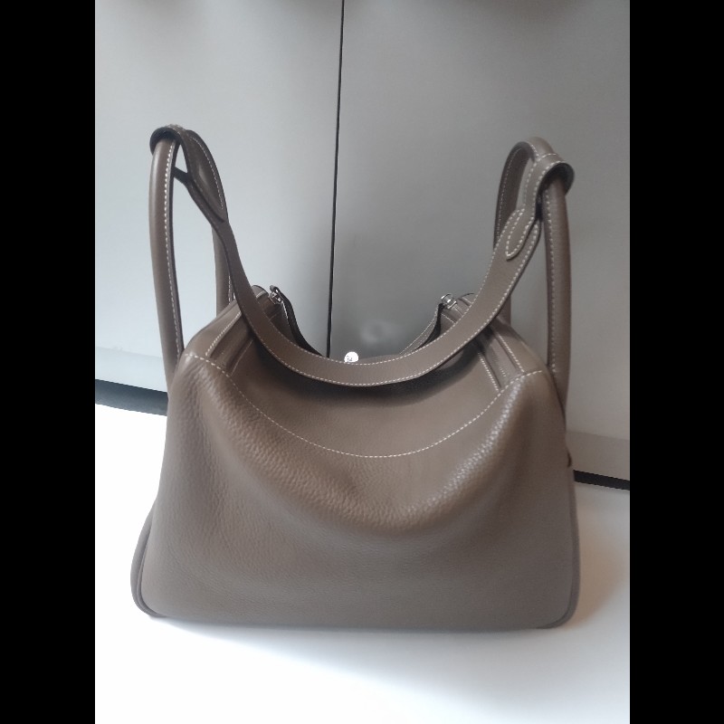Hermes 銀釦象灰皮革Lindy 30-5