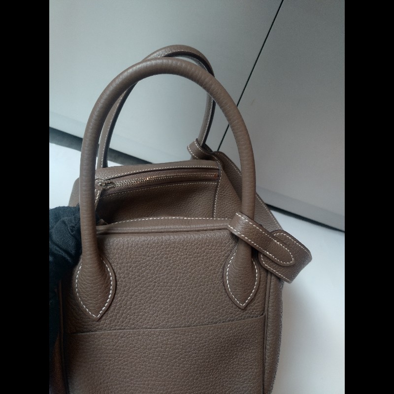 Hermes 銀釦象灰皮革Lindy 30-7