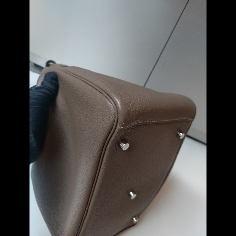 Hermes 銀釦象灰皮革Lindy 30-25