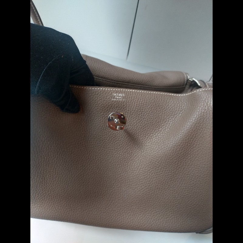 Hermes 銀釦象灰皮革Lindy 30-40