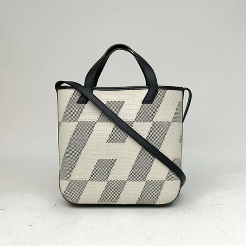 HERMES Cabas2789黑色Swift皮/帆布U刻肩背包