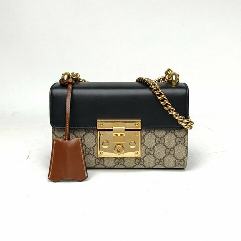 GUCCI Padlock鎖頭包盒子包小號20.5老花PVC金扣肩背包