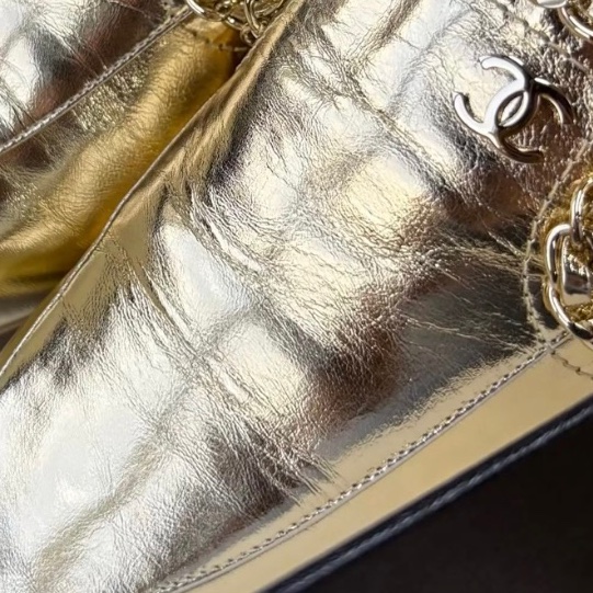 Chanel香奈兒 埃及系列 金色皮穿鏈雙C logo樂福鞋 38.5碼-9