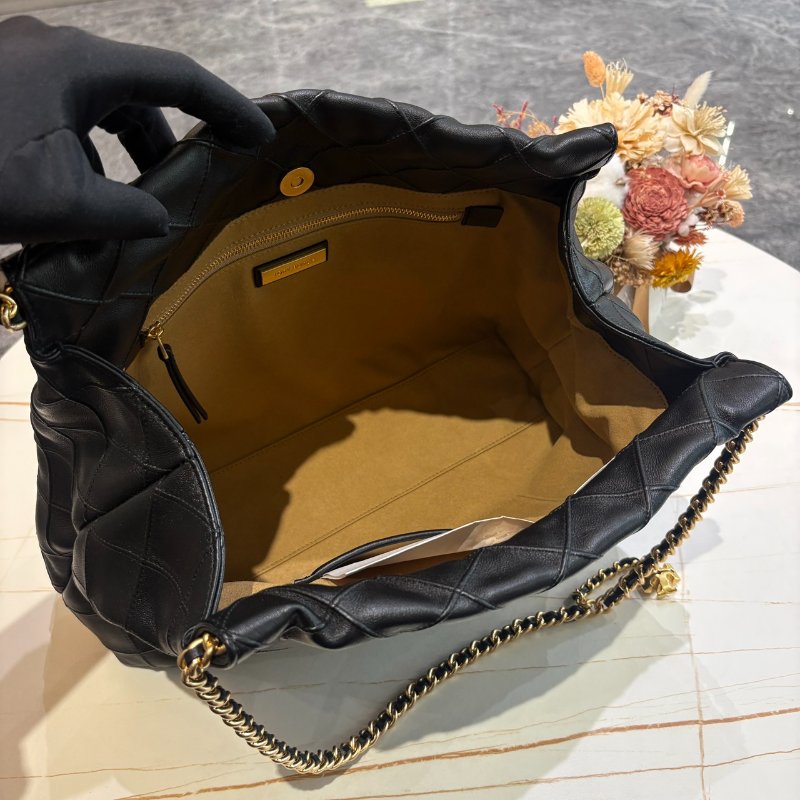 *SHIHNA名牌精品* TORY BURCH 菱格雙鍊帶小牛皮束口肩背包-4