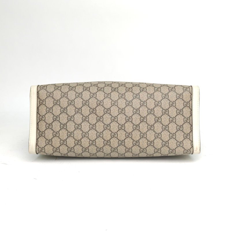 GUCCI Padlock鎖頭包Tote中號米白色牛皮/帆布金扣肩背包-4