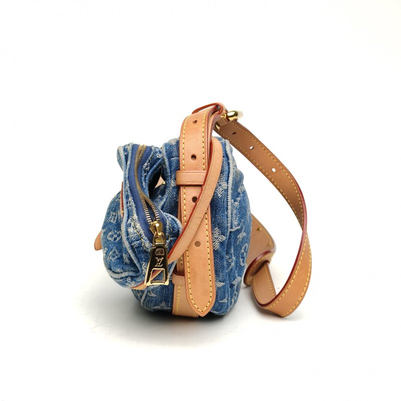 LOUIS VUITTON CROISSANT中號雙子豌豆包丹寧牛仔藍金扣晶片肩背包-1