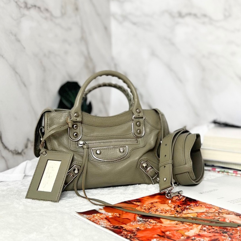 Balenciaga 迷你羊皮銀扣機車包-0