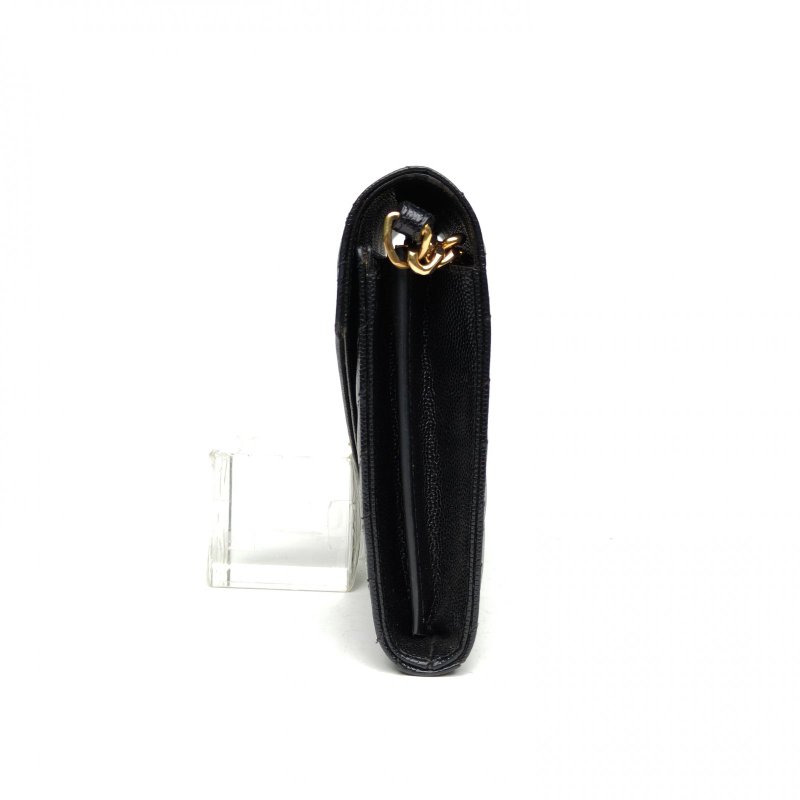 SAINT LAURENT CASSANDRAWOC人字紋信封鏈條包黑色牛皮金扣肩背包-1