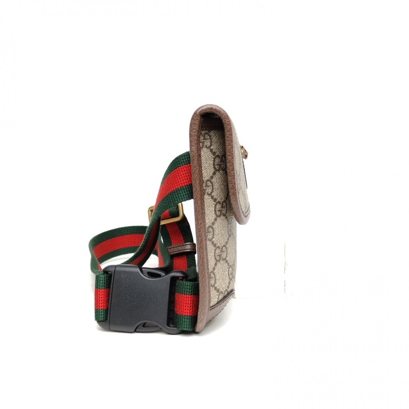 GUCCI NeoVintage虎頭腰包24烏木色PVC金扣肩背包-3