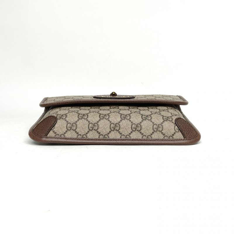 GUCCI NeoVintage虎頭腰包24烏木色PVC金扣肩背包-4