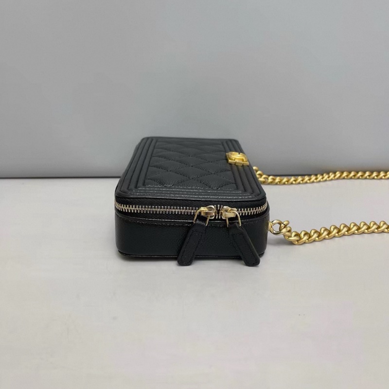 Chanel香奈兒leboy黑金牛皮荔枝紋相機包 芯片-2