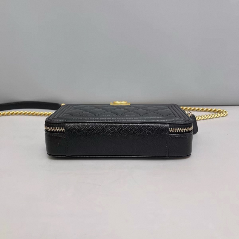 Chanel香奈兒leboy黑金牛皮荔枝紋相機包 芯片-3