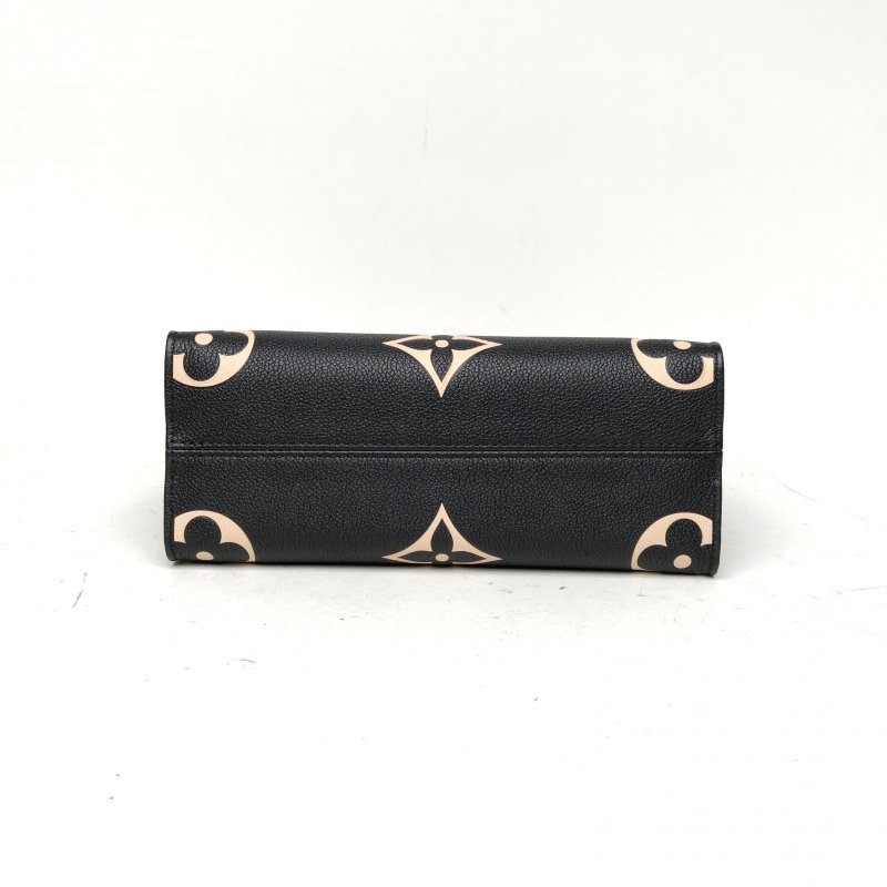 LOUIS VUITTON Onthego小號25黑色牛皮金扣晶片老花壓紋肩背包-4