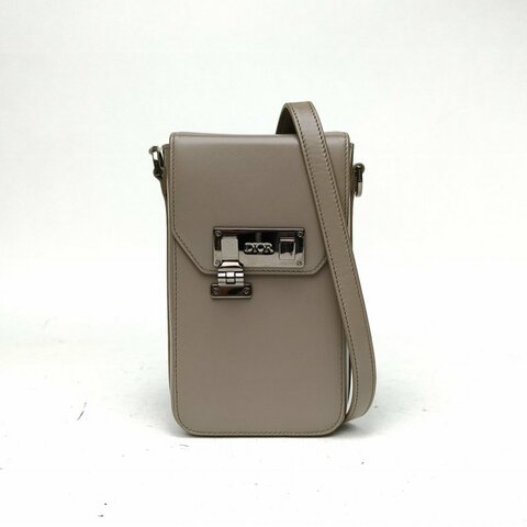 DIOR 灰色牛皮鎢鋼扣2021lock系列豎款斜挎包肩背包