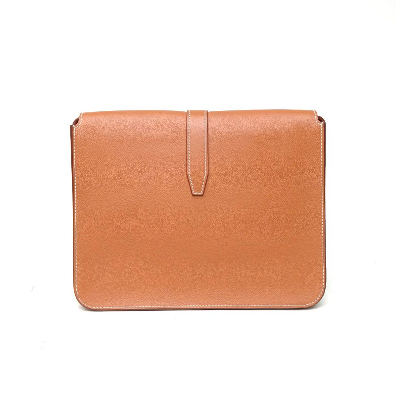 HERMES SteveLightJunior信差包金棕色EC皮Z刻銀扣肩背包-2