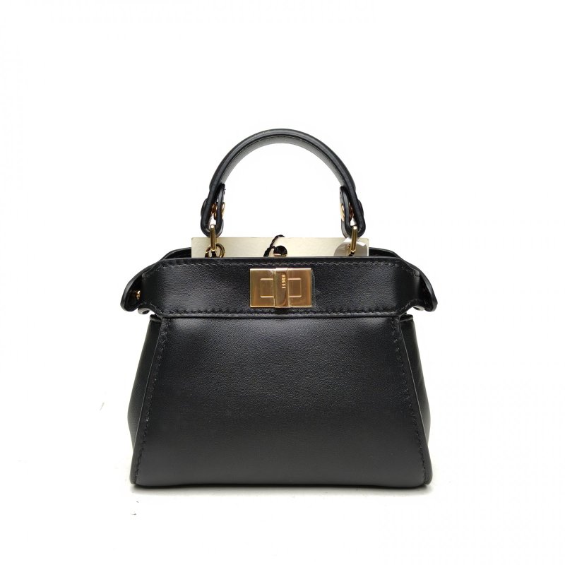 FENDI PEEKABOOMICRO超Mini15黑色羊皮金扣肩背包-2