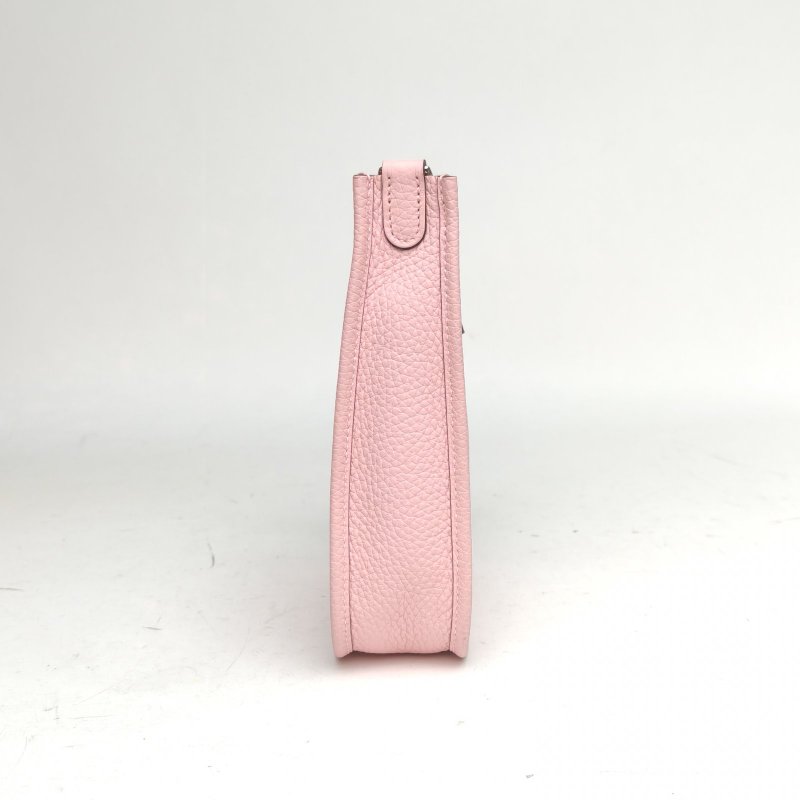 HERMES EvelyneMini16新櫻花粉TC皮W刻銀扣肩背包-3