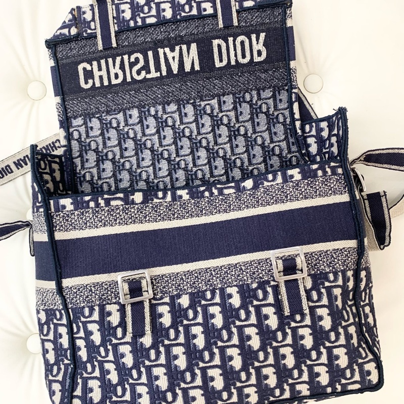 Dior 迪奧camp Oblique斜紋織刺繡銀扣郵差單肩斜挎包 尺寸：28*28 🈚附件-7