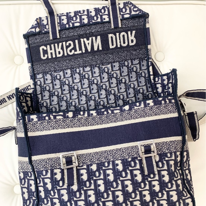Dior 迪奧camp Oblique斜紋織刺繡銀扣郵差單肩斜挎包 尺寸：28*28 🈚附件-9