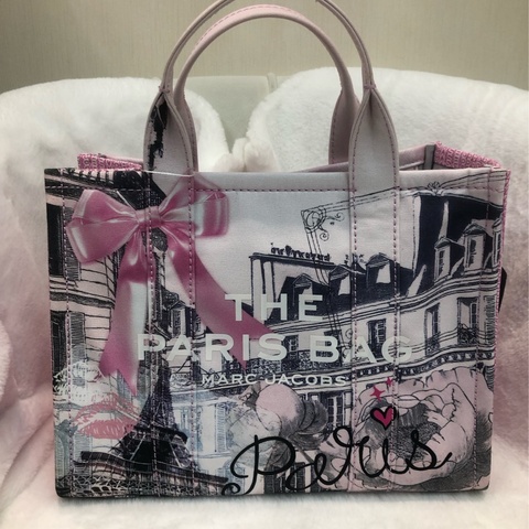 Marc Jacobs 粉紅蝴蝶印花布Tote 2 way XC436