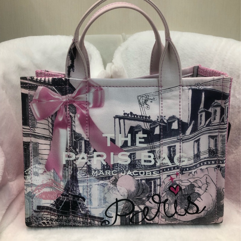 Marc Jacobs 粉紅蝴蝶印花布Tote 2 way XC436-0