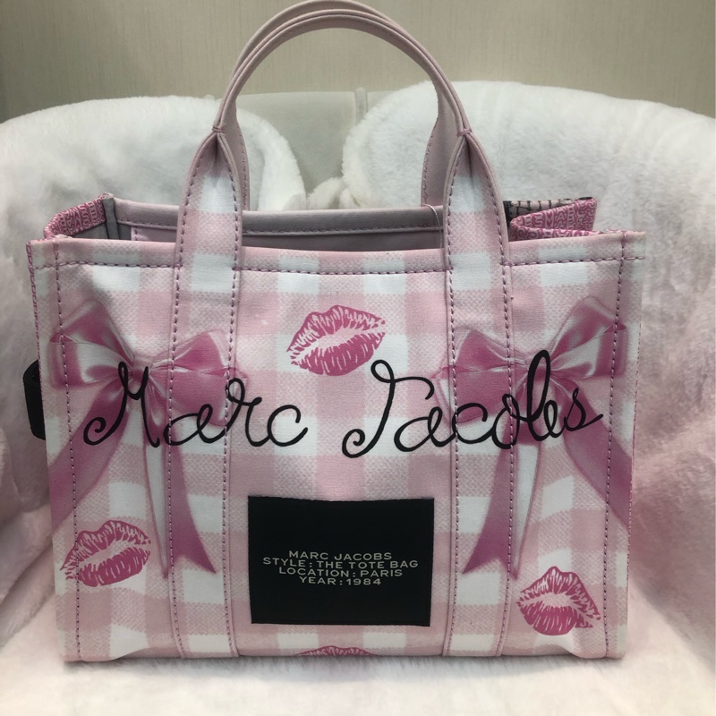 Marc Jacobs 粉紅蝴蝶印花布Tote 2 way XC436-1