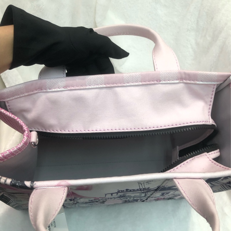 Marc Jacobs 粉紅蝴蝶印花布Tote 2 way XC436-9