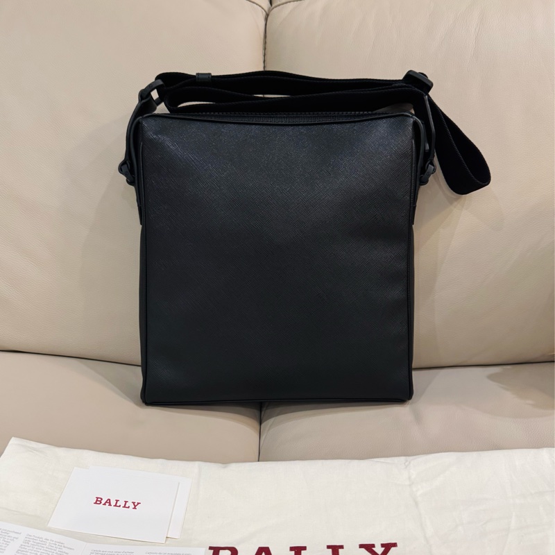 BALLY Mythos 經典條紋logo 男款黑色斜背包/全新閒置美品-2