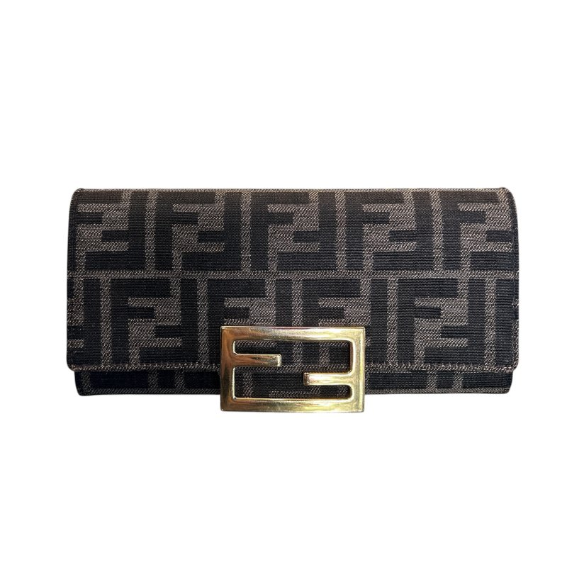 FENDI字紋提花布二折長夾斜背包-0