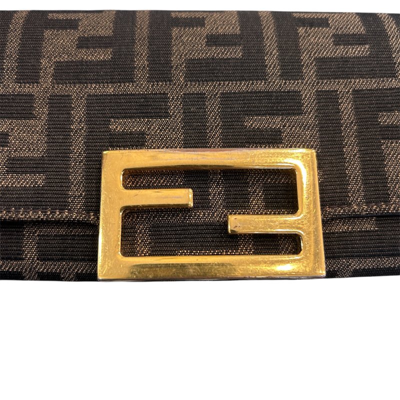 FENDI字紋提花布二折長夾斜背包-11