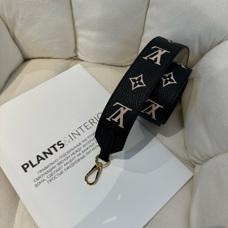 LV Bandouliere 黑色牛皮壓紋背帶（不含包包）-0