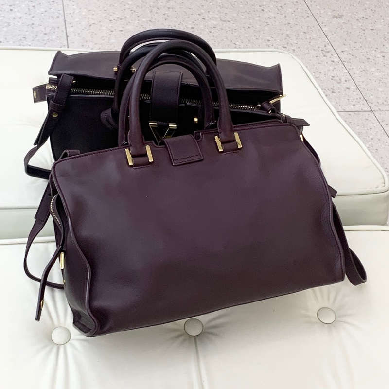 YSL聖羅蘭酒紅色金扣牛皮Y扣 手提單肩斜挎包  尺寸：30*20🈚附件-1