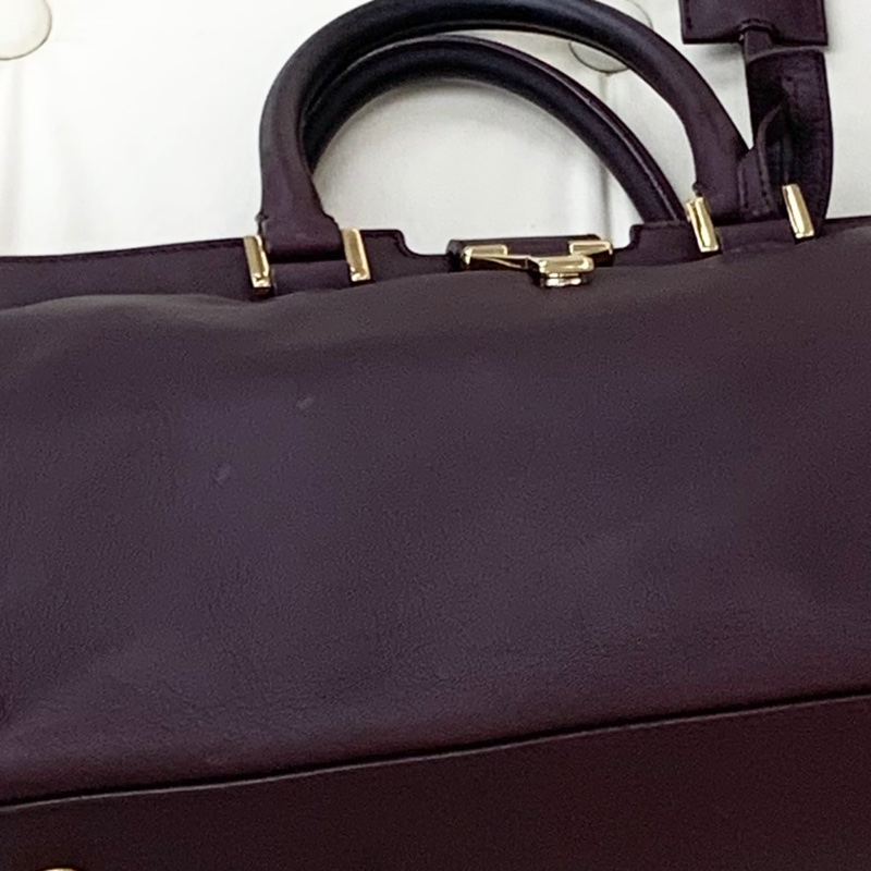 YSL聖羅蘭酒紅色金扣牛皮Y扣 手提單肩斜挎包  尺寸：30*20🈚附件-7