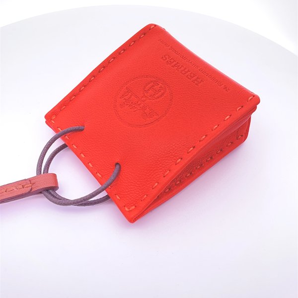 ＊奢華大道國際精品＊【H0361】 HERMES 橘色羊皮MINI手提包造型吊飾 H079065CAAA-2