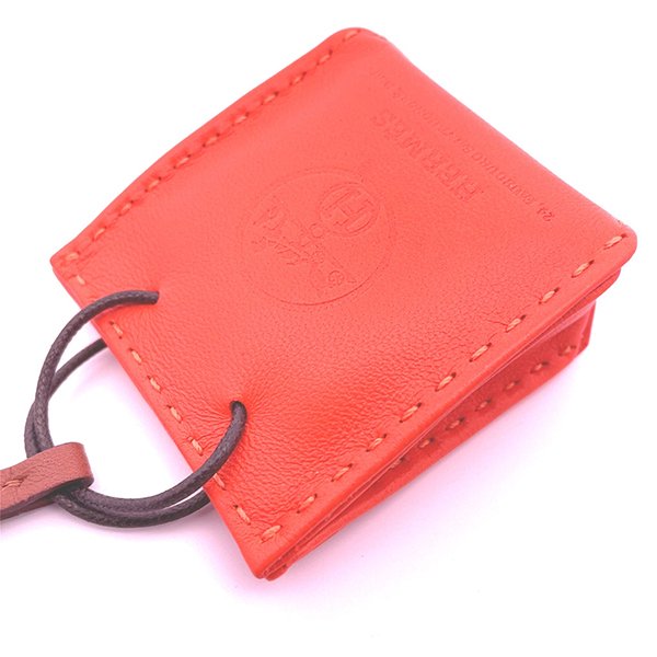 ＊奢華大道國際精品＊【H0361】 HERMES 橘色羊皮MINI手提包造型吊飾 H079065CAAA-3