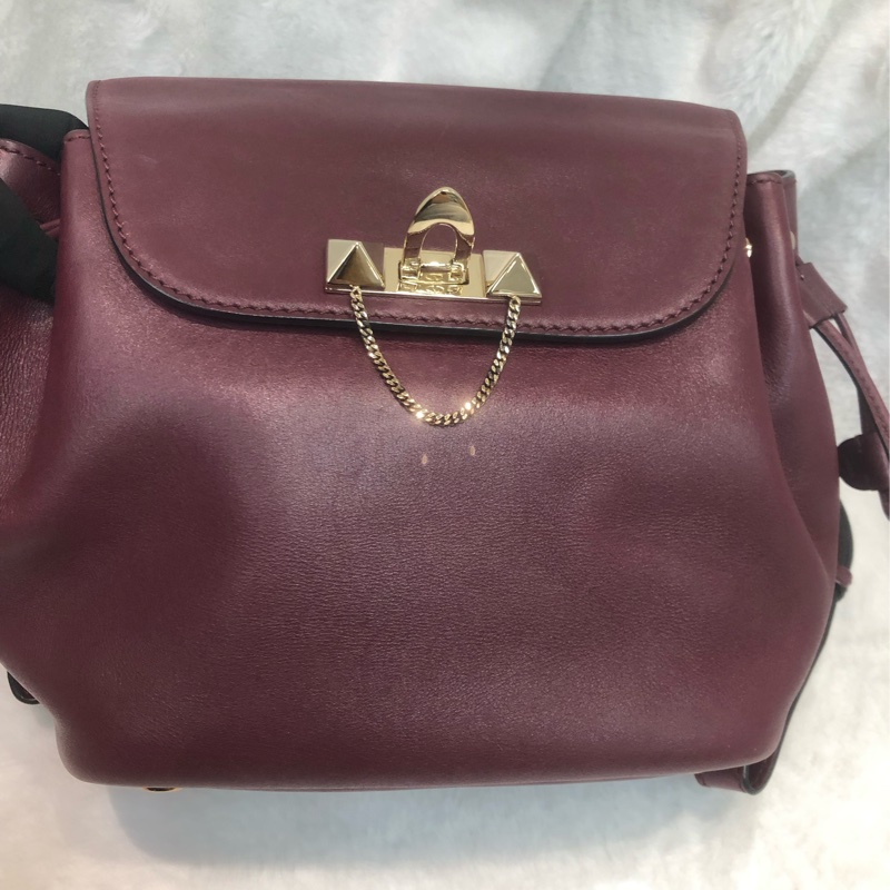 Valentino 棗紅和釘背包 XC393-7
