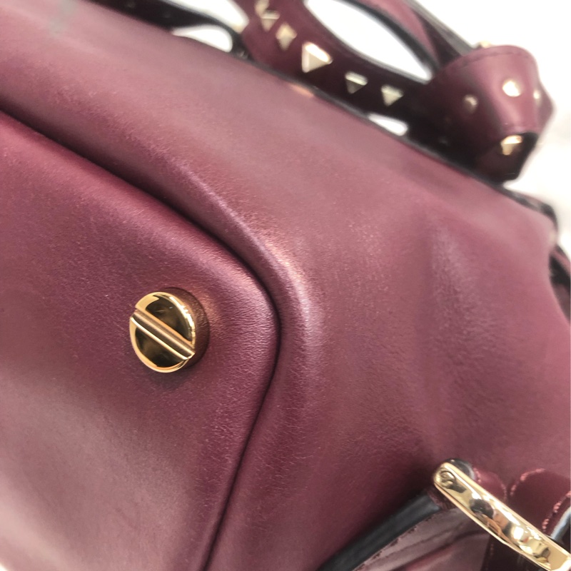 Valentino 棗紅和釘背包 XC393-14