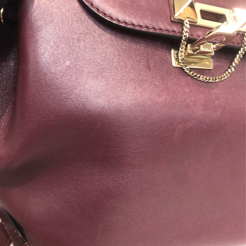 Valentino 棗紅和釘背包 XC393-9