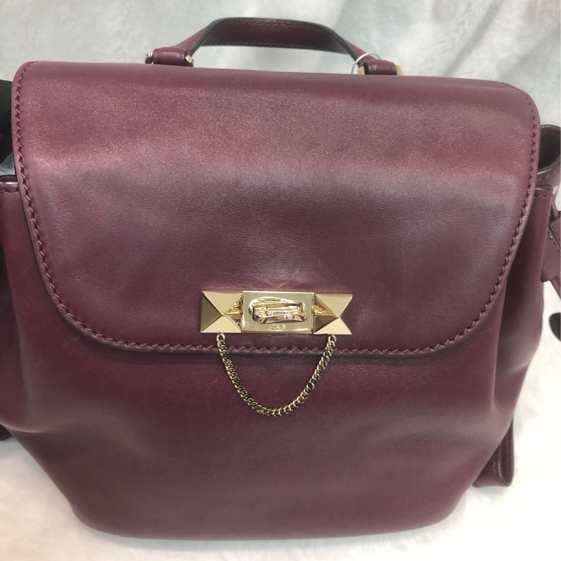 Valentino 棗紅和釘背包 XC393-10