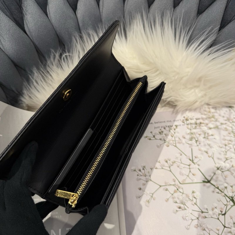 Dior Caro Orchid 黑色長夾 黑金-4