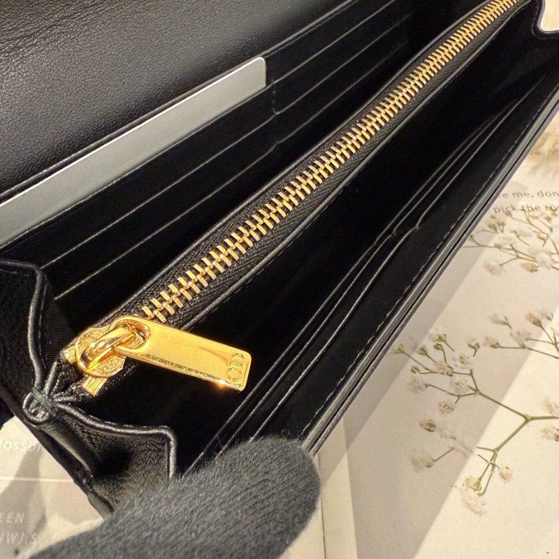 Dior Caro Orchid 黑色長夾 黑金-5