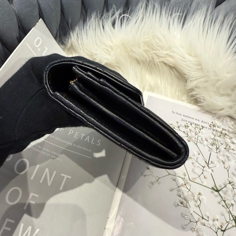 Dior Caro Orchid 黑色長夾 黑金-6